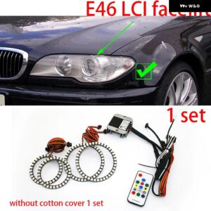 BMW 超高輝度カラフルな RGBW コットン LED エンジェルアイ E46 1998-2005 シーケンシャル流れる回転ダイナミックライト - Type　9