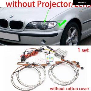 BMW 超高輝度カラフルな RGBW コットン LED エンジェルアイ E46 1998-2005 シーケンシャル流れる回転ダイナミックライト - Type　3