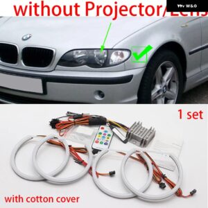 BMW 超高輝度カラフルな RGBW コットン LED エンジェルアイ E46 1998-2005 シーケンシャル流れる回転ダイナミックライト - Type　4　cotton　cover