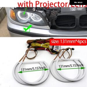 BMW 4X LED ライトリング RGBW マルチカラー APP リモコン 流れるリングエンジェルアイ E46 1998-2002 リボルビングシーケンシャル - facelift Xenon
