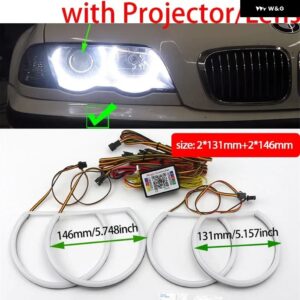 BMW 4X LED ライトリング RGBW マルチカラー APP リモコン 流れるリングエンジェルアイ E46 1998-2002 リボルビングシーケンシャル - pre LCI Xenon