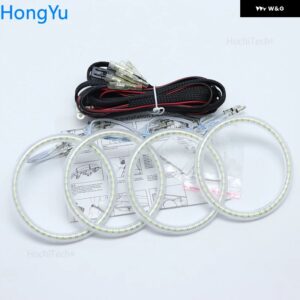 BMW E46 2004 2005 2006 プロジェクター ヘッドライト 超高輝度白色 3528 SMD LED エンジェルアイズ キット デイタイム ランニングライト DRL - with　line