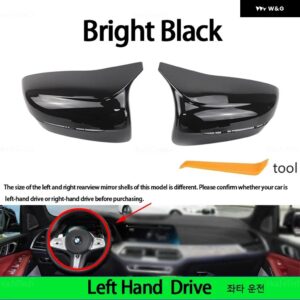 BMW 車明黒バック ミラー キャップ ウイング サイド ミラー カバー G20 G22 G30 G38 G11 G15 G16 3 4 5 6 7 8シリーズ - Left　hand　drive