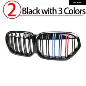 BMW X1 F48 F49 LCI 2020-23 カーアクセサリーフロント バンパー グリル キドニーグリル ダブルスラット交換グリル - 2.Black　with　3　Color