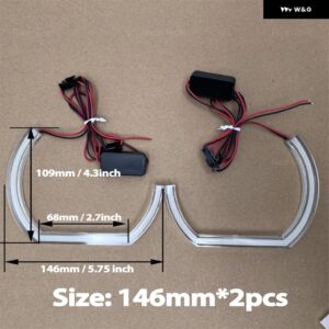 BMW DTM アクリルライトリング DRL LED エンジェルアイキット E38 E39 E60 E53 E46 E90 E91 E92 E93 E81 E82 車 ヘッドライト レトロフィット - 2pcs　146mm　C-shaped