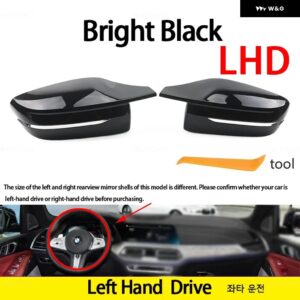 BMW RHD カーボンバック ミラー キャップ ウイング サイド ミラー カバー 3 4 5 7 8シリーズ G20 G21 G30 G38 G22 G23 G11 G12 G15 G16 LHD - LHD Black