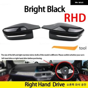 BMW RHD カーボンバック ミラー キャップ ウイング サイド ミラー カバー 3 4 5 7 8シリーズ G20 G21 G30 G38 G22 G23 G11 G12 G15 G16 LHD - RHD Black