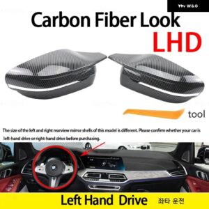 BMW RHD カーボンバック ミラー キャップ ウイング サイド ミラー カバー 3 4 5 7 8シリーズ G20 G21 G30 G38 G22 G23 G11 G12 G15 G16 LHD - LHD-Carbon Pattern