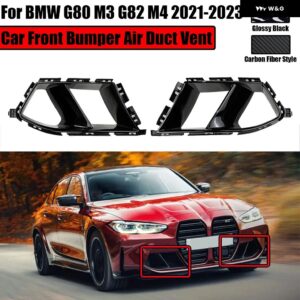 BMW フロント バンパー サイド エアベント カバー フォグライト カバー G80 M3 G82 G83 M4 2021-2024 ブラックカーボンスタイル 2個 - Glossy　Black