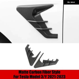 テスラ ペア モデル3/Y 2021-2023 サイド ウイング パネル カバー トリム スポイラー ダストカバー カメラサイド装飾 - Carbon Fiber Style A