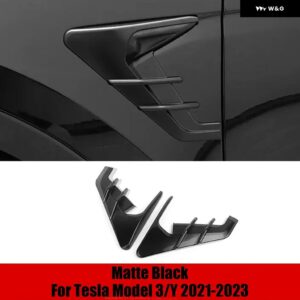 テスラ 2個 サイド ウイング パネル カバー スポイラー ダストカバー カメラ フランク モデル3 Y 2021-2023 装飾 - Matte black
