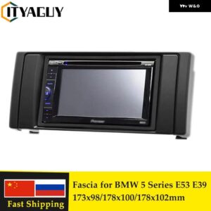 BMW 2DIN カー ステレオ ラジオ フェイシア パネル プレートダッシュ マウント キット オーディオ GPS DVD アダプタフレーム フェイシア 5シリーズ E53 E39 - 173x98mm