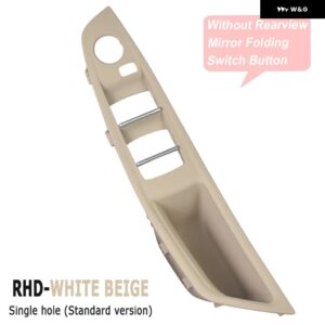 BMW LHD RHD 5シリーズ F10 F11 赤茶色ベージュ黒車内インナー ドアハンドル パネル プル トリム カバー - Beige-White-RHD