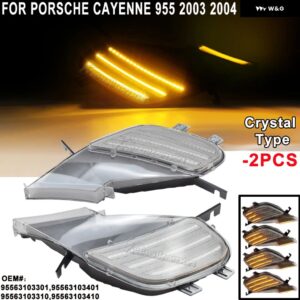 ポルシェ カイエン 955 2003-2006 2個 ダイナミック LED サイド マーカーライト ウィンカーウインカー インジケータランプ OEM - Dynamic Crystal Type