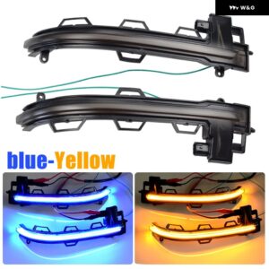 BMW スモークレンズ サイド ミラー シーケンシャル ウィンカーライト X3 F25 X4 F26 X5 F15 X6 F16 2014-2018 LED ダイナミックウインカー - blue-yellow
