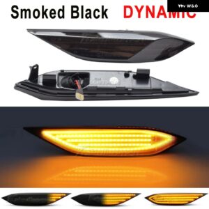 ポルシェ 2個 ダイナミック LED サイド マーカーライト ウィンカーウインカー インジケータランプ カイエン 958 92A 2010-2014 - Dynamic Smoked Black