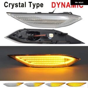 ポルシェ 2個 ダイナミック LED サイド マーカーライト ウィンカーウインカー インジケータランプ カイエン 958 92A 2010-2014 - Dynamic Crystal Type
