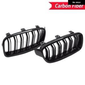 BMW カーボン/ブラックフロントキドニーグリル 3シリーズ F30 F31 F35 F80 2012-2018 レーシンググリル フードインレットグリル - Carbon　fiber