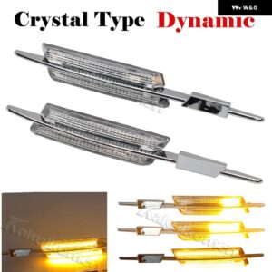 BMW 2個 スモークレンズ アンバー LED フェンダーサイドマーカーウィンカー ウインカーライト E60 E61 E82 E87 E88 E90 E91 E92 E93 CANBUS - crystal