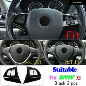 BMW 黒 ABS 車内 ステアリングホイール 装飾 ストリップフレーム カバー トリム ステッカー X5 X6 E70 E71 2008-2013 - 3