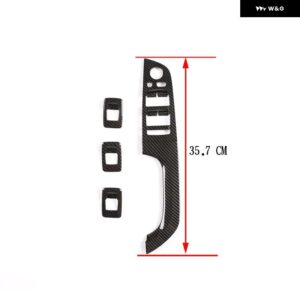 BMW カーアクセサリー ABS クローム/カーボンウィンドウリフター コントロール スイッチ 装飾 アームレスト カバー ステッカー トリム E90 E92 3シリーズ - Carbon Fiber(35.7CM)