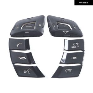 ジャガー XJ XJL 2010-2019 合金 黒 ステアリングホイール ボタン カバー トリム ステッカー カーアクセサリー - black