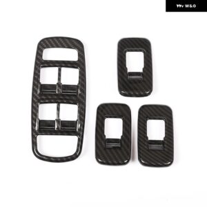 ジャガー 4個 カーパーツドア窓リフトスイッチ ボタン パネル カバー トリム ABS カーボン XE インテリア アクセサリー ステッカー - carbon fiber