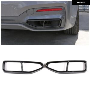 BMW ステンレス テールマフラーマフラー 装飾 カバー ケーシング 7シリーズ G11 G12 2019-2020 外装 アクセサリー - Glossy Black