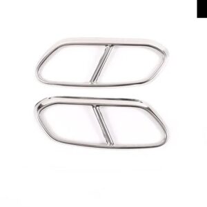 ボルボ 2個 ステンレス パイプ 喉マフラー出力テールフレーム カバー トリム アクセサリー XC60 2018 2019 - Silver