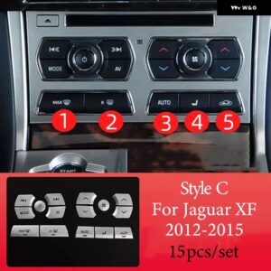 ジャガー カーセンター コンソール マルチメディア 空調 ボタン パッチガラスリフト ボタン ステッカー XF 2012-2015 インテリア ア - Style C