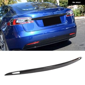 テスラ カーボンリア トランク トリム スポイラー ウイング モデル S X 2016 - 2020 リア トランク ブーツリップ ウイング スポ - For Model S