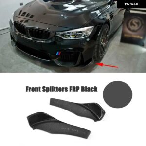 BMW カーボンフロント バンパー リップ カナード スプリッターフラップ F80 M3 F82 F83 M4 2014 - 2018 サイドスカート バンパー 延長 リップ - Front FRP Black
