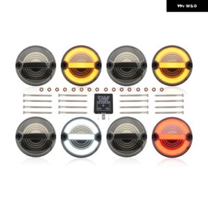 ランドローバー ディフェンダー 90 110 130 L316 1995-2016 F R LED アップグレード コンプリートキット 73MM - Smoked Lens