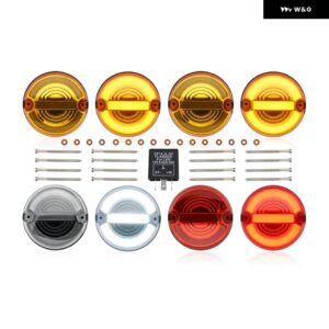 ランドローバー ディフェンダー 90 110 130 1995-2016 95MM ラウンド NAS スタイル LED アップグレード ライト交換用ウインカー/ポジション/テールストップ - W Y R Lens