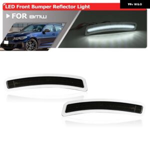 BMW 2X ユーロスモークフロント バンパー リフレクター ライト 2 3 4シリーズ G42 G20 G22 G23 自動 LED ホワイトフェンダーフレアサイド マーカーライト - Clear Lens