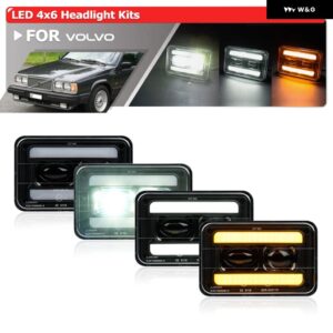 ボルボ 240 740 760 H4651 H4656 アップグレード 4 6 ヘッドライト 交換 LED DRL/ウインカー/ハイ/ローシールドビーム駆動 ヘッドランプ - 2pcs