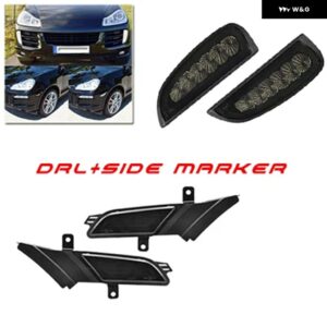 ポルシェ CAN-BUS フロント バンパー LED DRL デイタイム ランニング フォグライト + サイドマーカー ポジションライト コンボキッ - DRL Side Marker