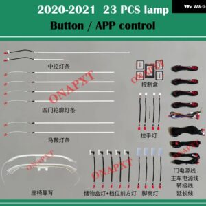 ランドローバー ディスカバリー 5 2020-2021 ボタン アプリ 制御 LED 周囲光 ムードランプ ダッシュボード ドアライトストリップ - Set 2