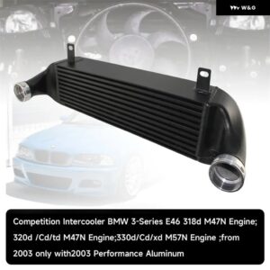 BMW アルミインタークーラーパフォーマンスビレット E46 318D M47N 320D /CD/TD M47N 330D/CD/XD M57N 2003 /ブラック - black