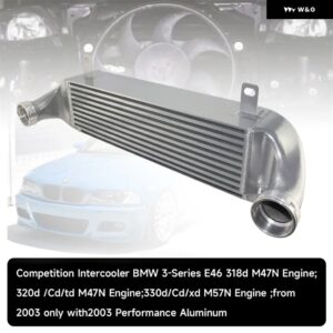 BMW アルミインタークーラーパフォーマンスビレット E46 318D M47N 320D /CD/TD M47N 330D/CD/XD M57N 2003 /ブラック - Silver