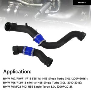 BMW アルミチャージ パイプ + ブースト パイプ ホースキット F07 F10 535I 640I 740I N55 シングルターボ 3.0L パフォーマンスブラック/ブルー/レッド - Blue