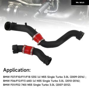BMW アルミチャージ パイプ + ブースト パイプ ホースキット F07 F10 535I 640I 740I N55 シングルターボ 3.0L パフォーマンスブラック/ブルー/レッド - Red