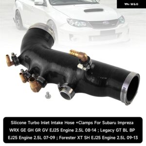 スバル シリコーンターボインレットインテークホース + クランプ インプレッサ WRX レガシィ GE GH GR EJ25 エンジン 2.5L - black
