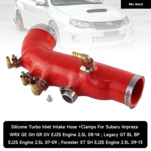 スバル シリコーンターボインレットインテークホース + クランプ インプレッサ WRX レガシィ GE GH GR EJ25 エンジン 2.5L - Red