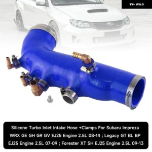 スバル シリコーンターボインレットインテークホース + クランプ インプレッサ WRX レガシィ GE GH GR EJ25 エンジン 2.5L - Blue