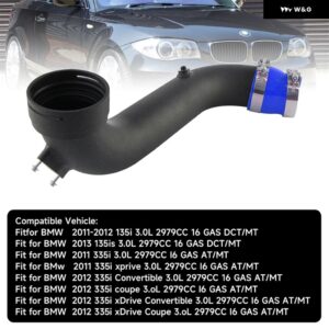 BMW 3.0 76MM アルミ吸気ターボチャージ パイプ N55 135I 335I E92 E93 E82 XDRIVE 2011-2012 高フローブラック/ブルー/レッド - Blue