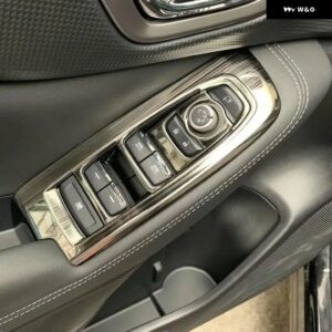 スバル カーボンルック アームレスト スイッチカバー フォレスター SK 2018 19 インテリア ドア窓リフト コントロール ボタン トリム - black