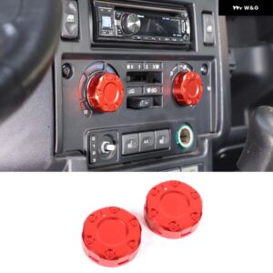 ランドローバー 合金 カー エアコン 音量調整ノブカバー ディフェンダー 90 110 130 2004-2018 カーアクセサリー - style B Red