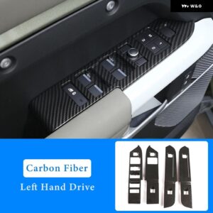 ランドローバー LHD RHD ABS ブラック/オークグレイン窓ガラスリフトスイッチ ボタン トリム ディフェンダー 90 110 2020-2024 カーアクセサリー - LHD-Carbon Fiber2