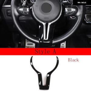 BMW ABS クローム F80 M3 F82 F83 M4 F10 M5 F06 F12 F13 M6 F15 X5M F16 X6 M ステアリングホイール トリム カバー アクセサリー - Style A Glossy Black